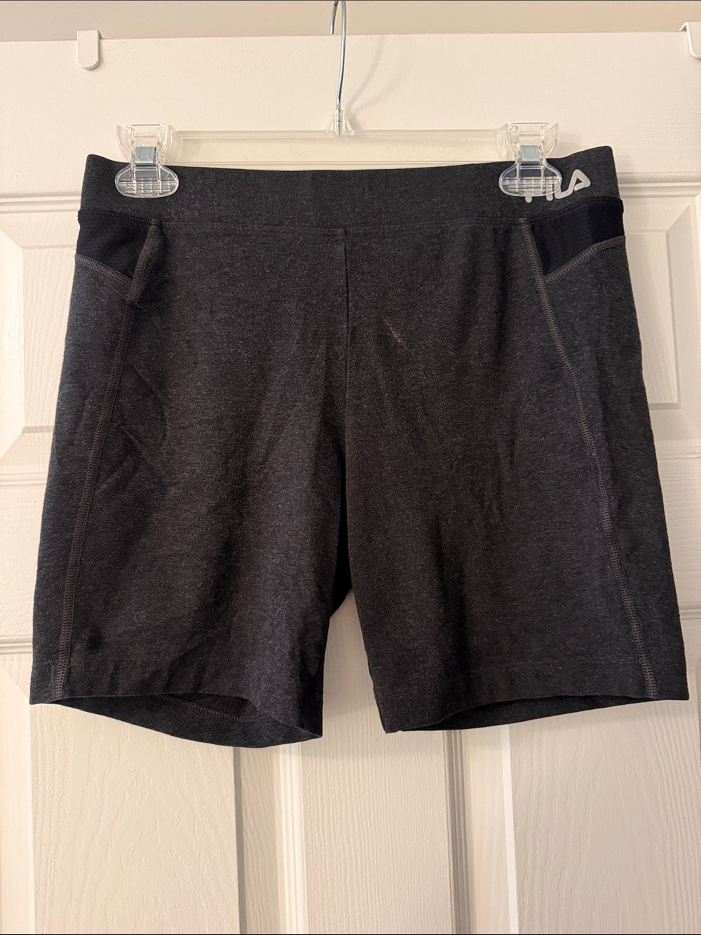 Fila Charcoal Gray Bike Shorts with Logo Waistband